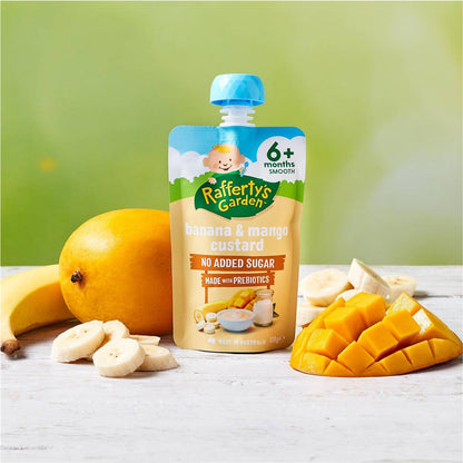 Rafferty's Garden Banana & Mango Custard Baby Food Pouch Dessert 6+ Months 120g