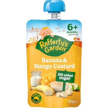 Rafferty's Garden Banana & Mango Custard Baby Food Pouch Dessert 6+ Months 120g