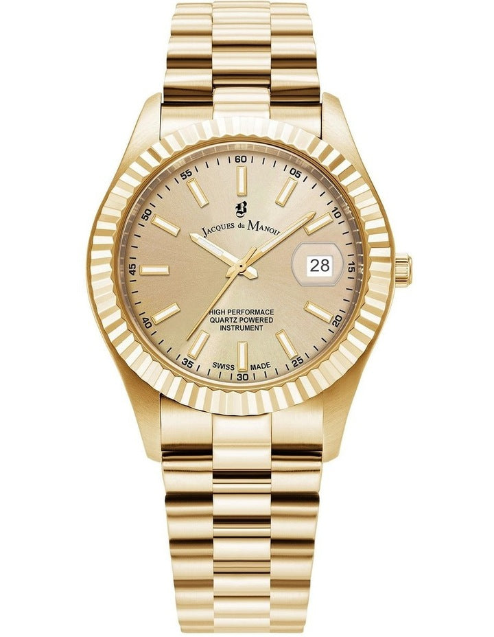 Swiss Inspiration Stainless Steel Strap Watch 40mm in Gold