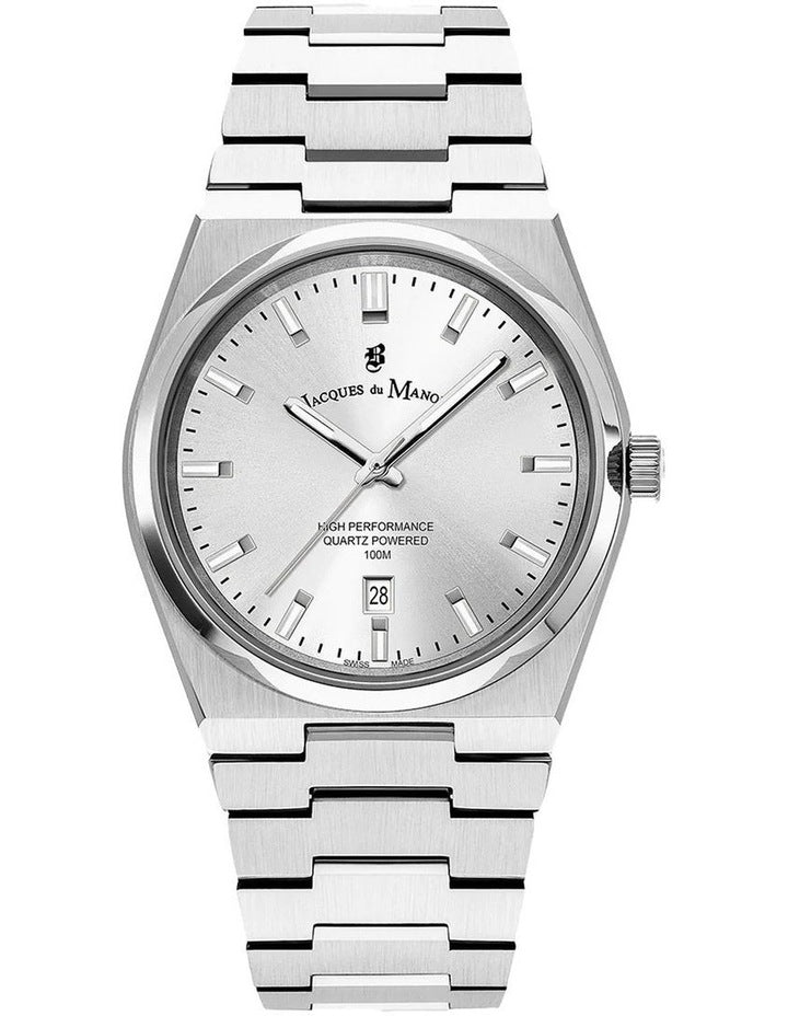 Swiss Horizon Water Resistant Stainless Steel Watch 41mm 100m in Silver
