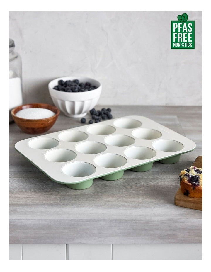 Reserve 12 Cup Muffin Pan PFAS-free ceramic non-stick in Sage