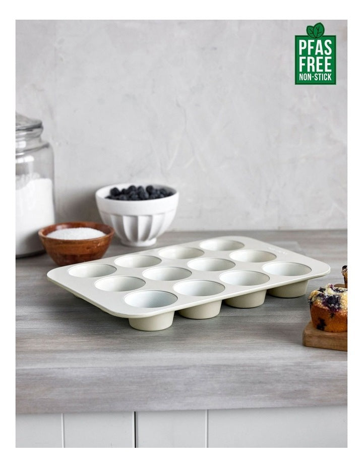 Reserve 12 Cup Muffin Pan PFAS-free ceramic non-stick in Cream White