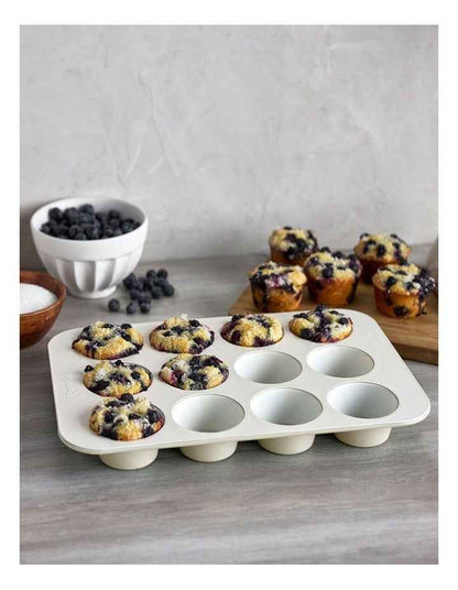 Reserve 12 Cup Muffin Pan PFAS-free ceramic non-stick in Cream White