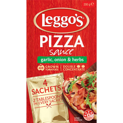 Leggo's Pizza Sauce Double Concentrate Garlic Onion & Herbs Sachet 50g x 4 Pack
