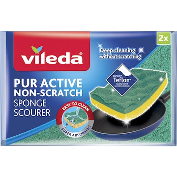 Vileda Pur Active Sponge Scourer Non-Scratch 2 pack