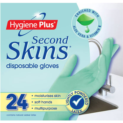 Hygiene Plus Second Skin Latex Gloves Disposable 24 Pack
