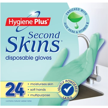Hygiene Plus Second Skin Latex Gloves Disposable 24 pack