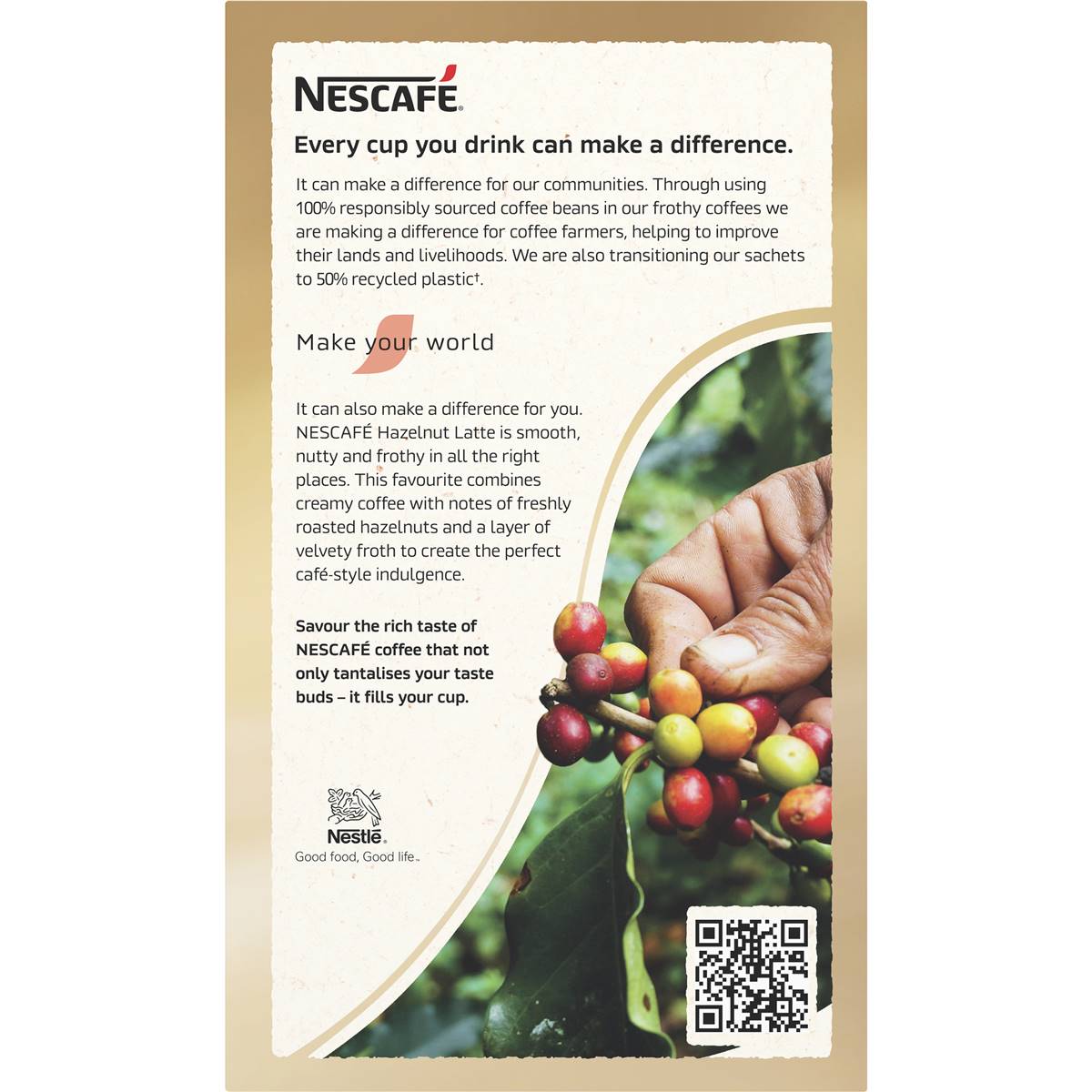 Nescafe Hazelnut Latte Coffee Sachets 10 Pack