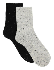 Fleck Winter Blend Crew Sock 2 Pack in Grey/Black