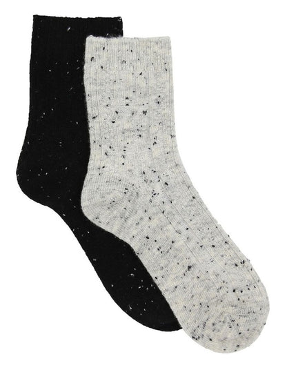 Fleck Winter Blend Crew Sock 2 Pack in Grey/Black