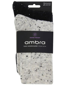 Fleck Winter Blend Crew Sock 2 Pack in Grey/Black