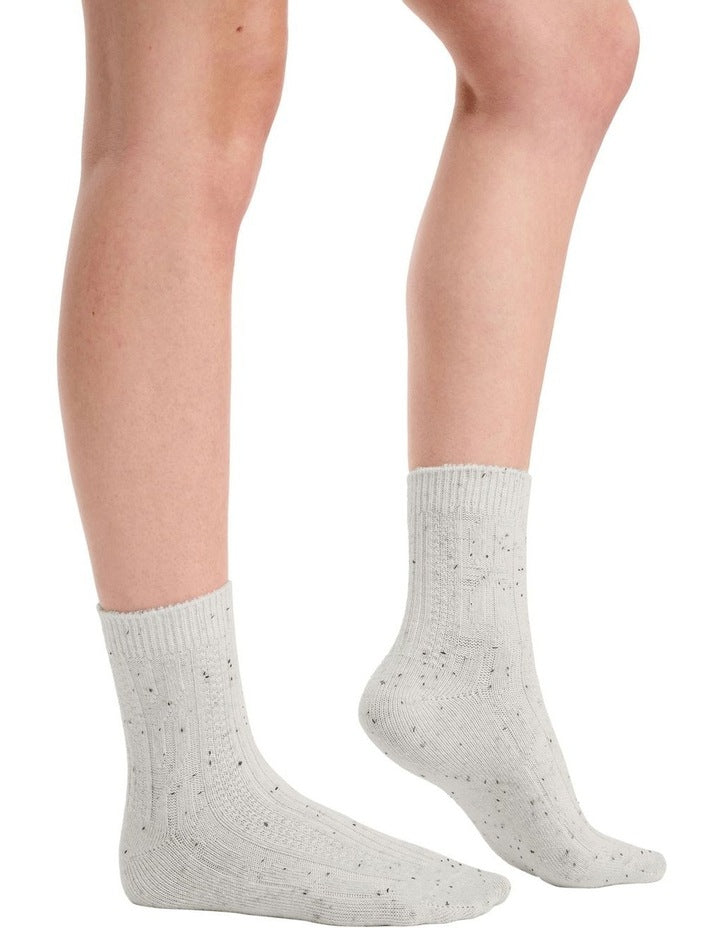 Fleck Winter Blend Crew Sock 2 Pack in Grey/Black