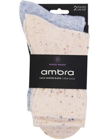 Fleck Winter Blend Crew Sock 2 Pack in Cream/Blue