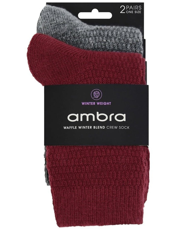 Waffle Winter Blend Crew Sock 2 Pack in multi