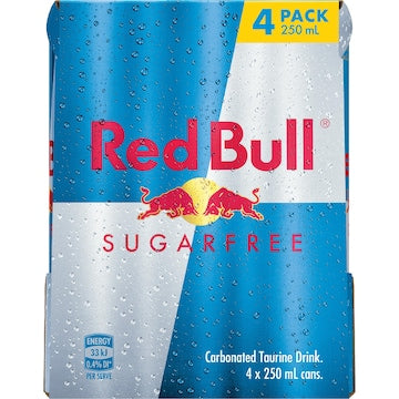 Red Bull Energy Drink Sugar Free 250mL x 4 pack