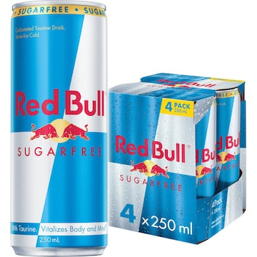 Red Bull Energy Drink Sugar Free 250mL x 4 pack