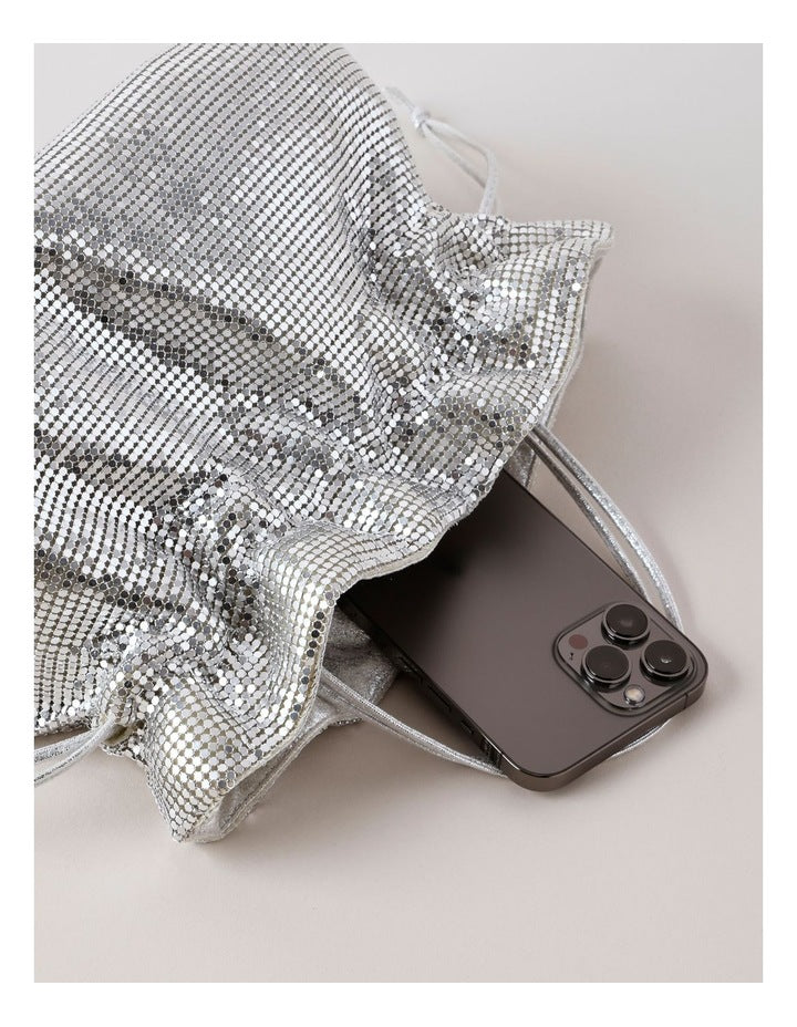 Mollie Glomesh Crossbody Bag in Silver