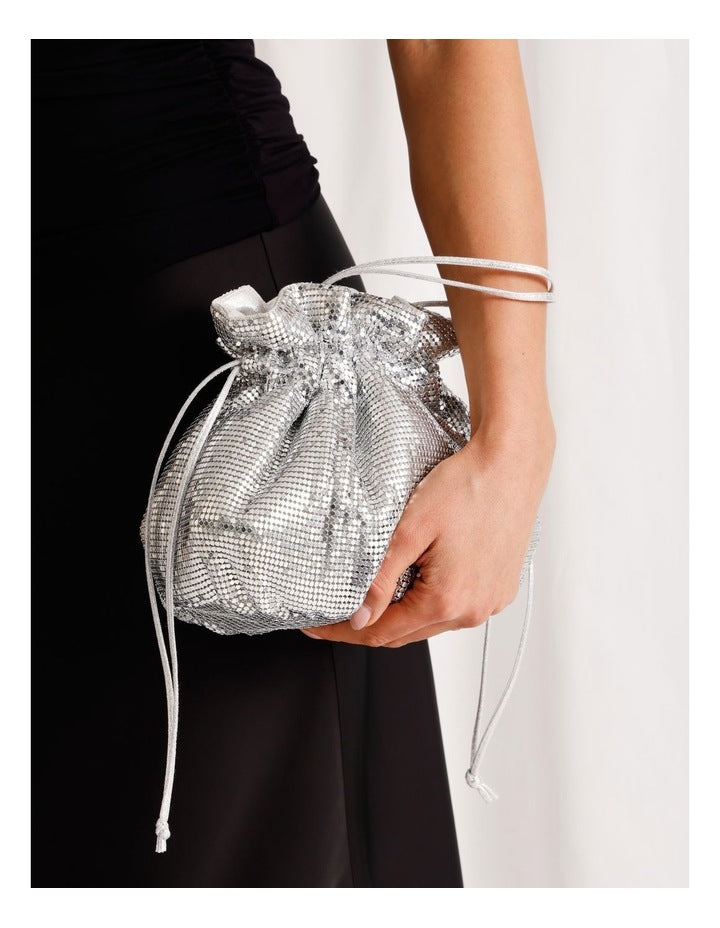 Mollie Glomesh Crossbody Bag in Silver