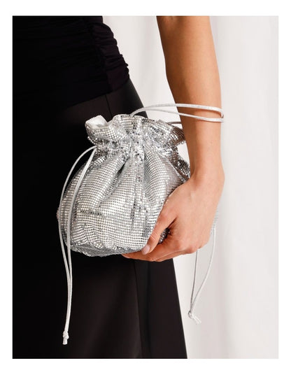 Mollie Glomesh Crossbody Bag in Silver