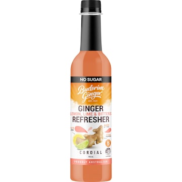 Buderim Ginger Refresher Cordial Lemon Lime & Bitters 750mL
