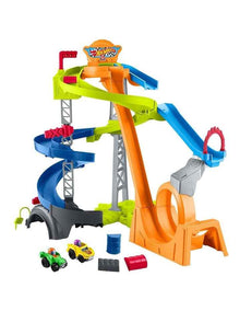 Little People Hot Wheels Spiral Stunt Speedway Toddler Race Track Playset