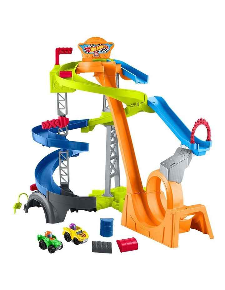 Little People Hot Wheels Spiral Stunt Speedway Toddler Race Track Playset
