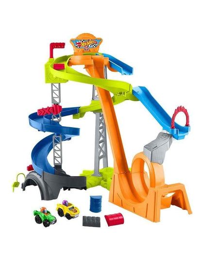 Little People Hot Wheels Spiral Stunt Speedway Toddler Race Track Playset