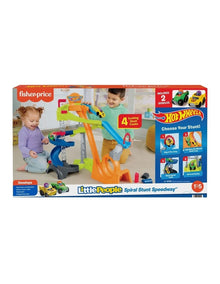 Little People Hot Wheels Spiral Stunt Speedway Toddler Race Track Playset