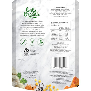 Only Organic Nourishing Bowl Coconut Quinoa & Vegetables Curry 300g