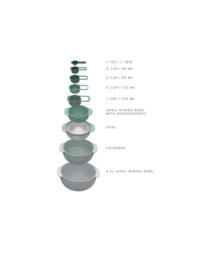 NEST 9 PLUS MIXING BOWL & MEASURING SET SAGE