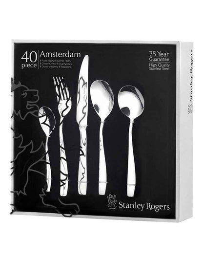 Amsterdam Cutlery Set 40 Piece in Silver