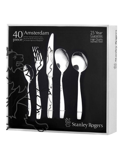 Amsterdam Cutlery Set 40 Piece in Silver
