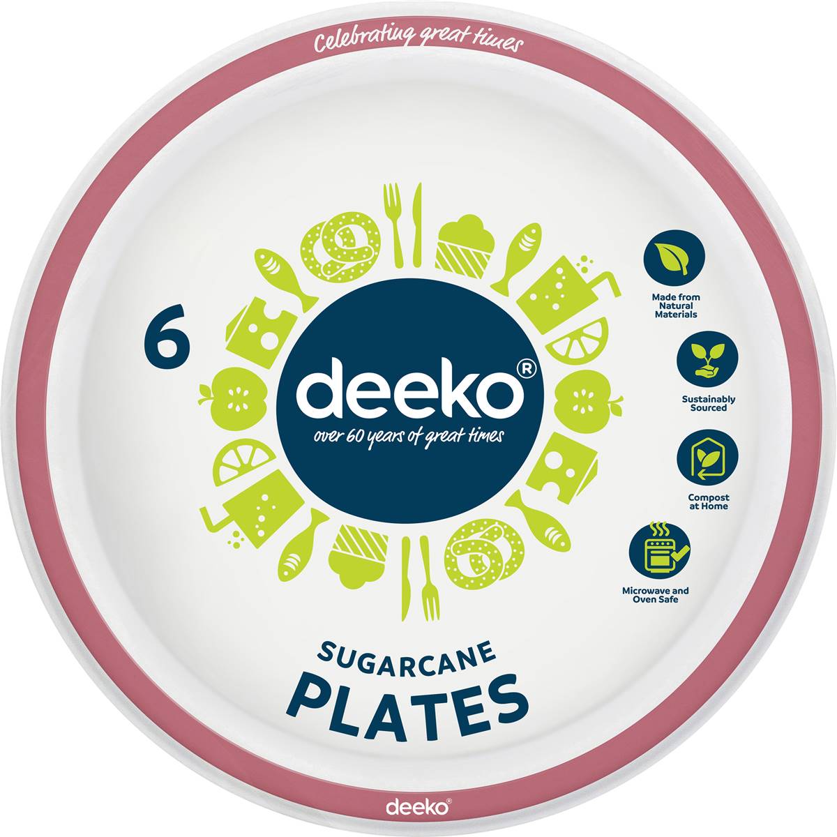 Deeko Sugarcane Side Plates Assorted 6 Pack