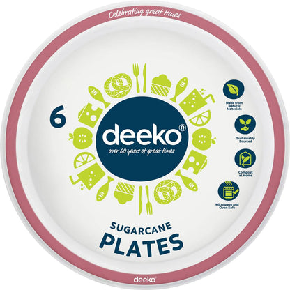 Deeko Sugarcane Side Plates Assorted 6 Pack