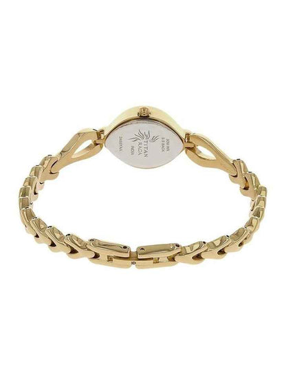 Raga Flora Silver Dial Analog Metal Strap Watch in Gold