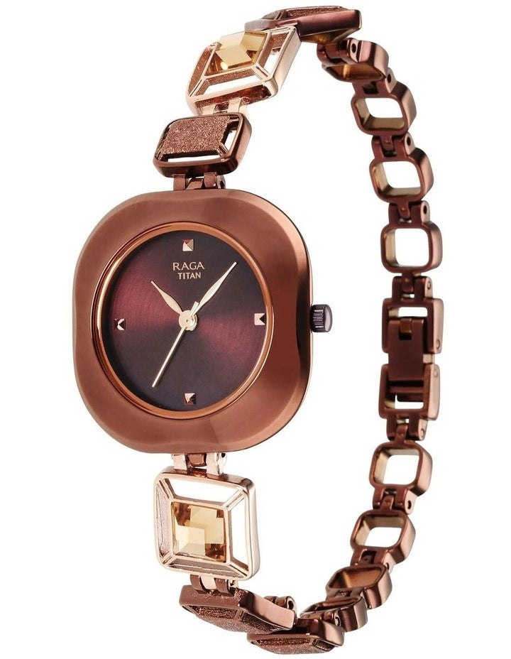 Raga Dial Analogue Metal Strap Watch in Brown