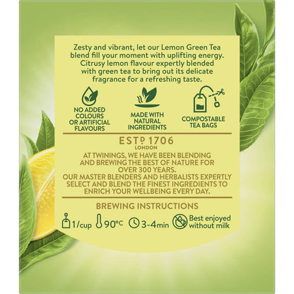Twinings Green Tea & Lemon Tea Bags 10 Pack