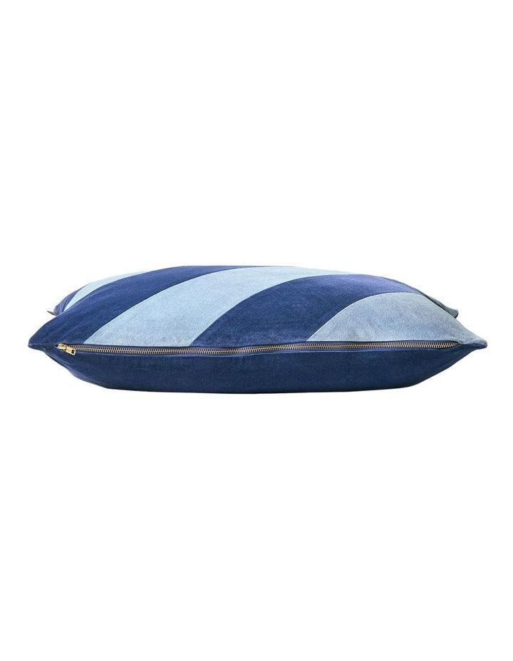 Luxury Velvet Stripe Cushion in Royal