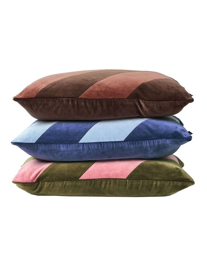 Luxury Velvet Stripe Cushion in Royal