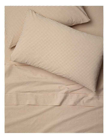 Stonewashed Cotton Sheet Set in Soft Caramel Gingham