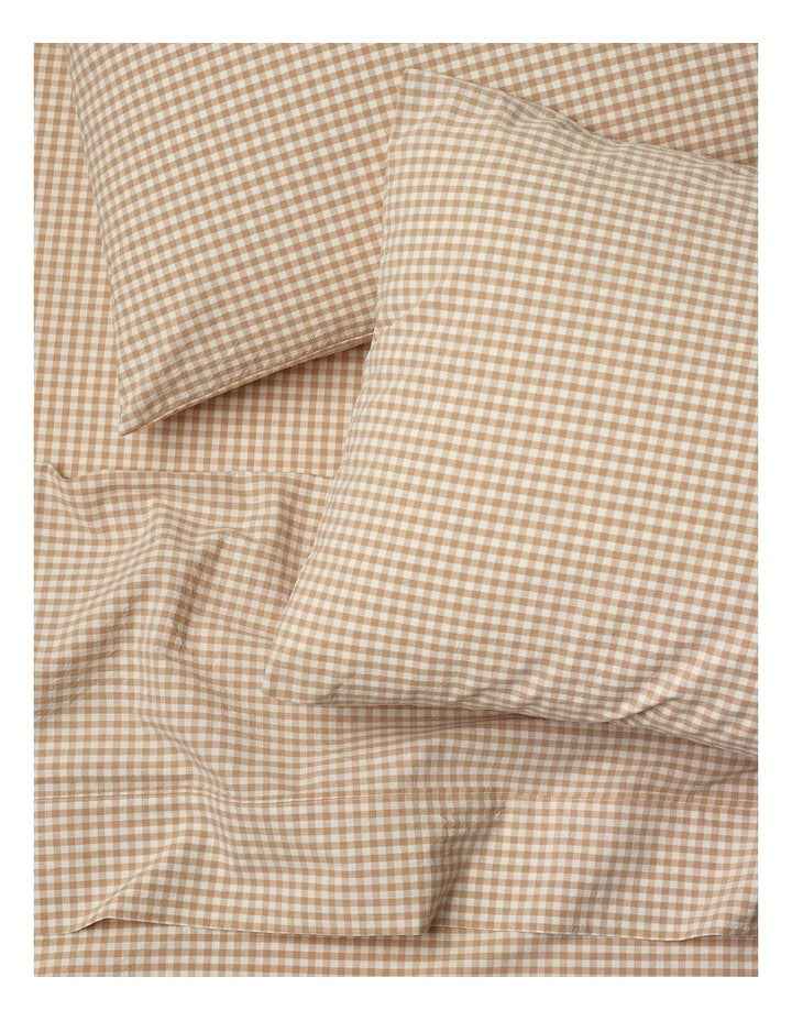 Stonewashed Cotton Sheet Set in Soft Caramel Gingham