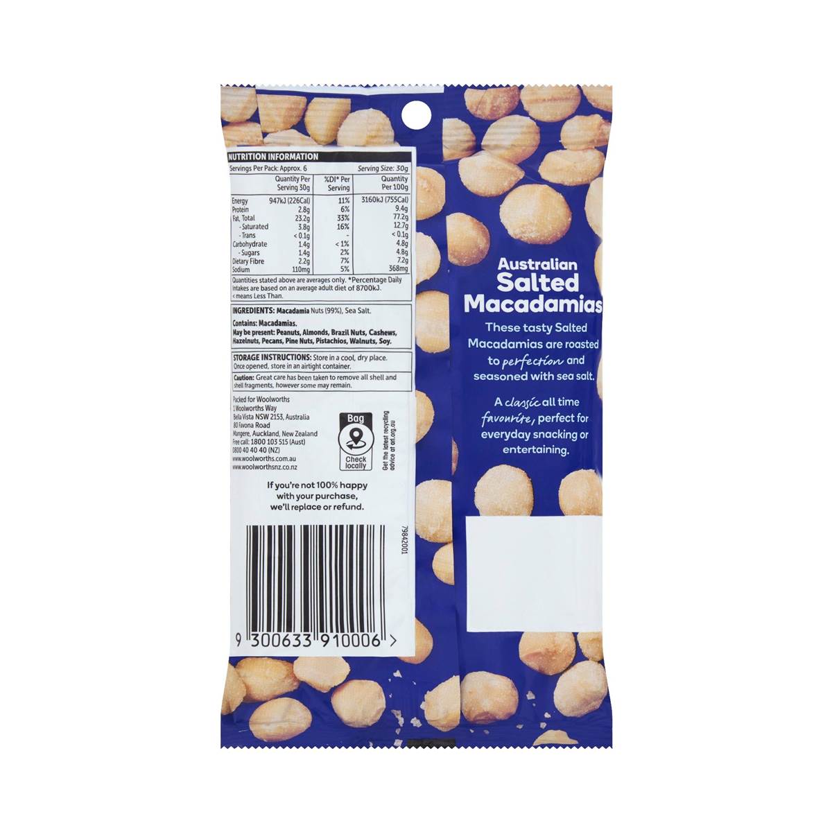 Woolworths Salted Macadamias 200g