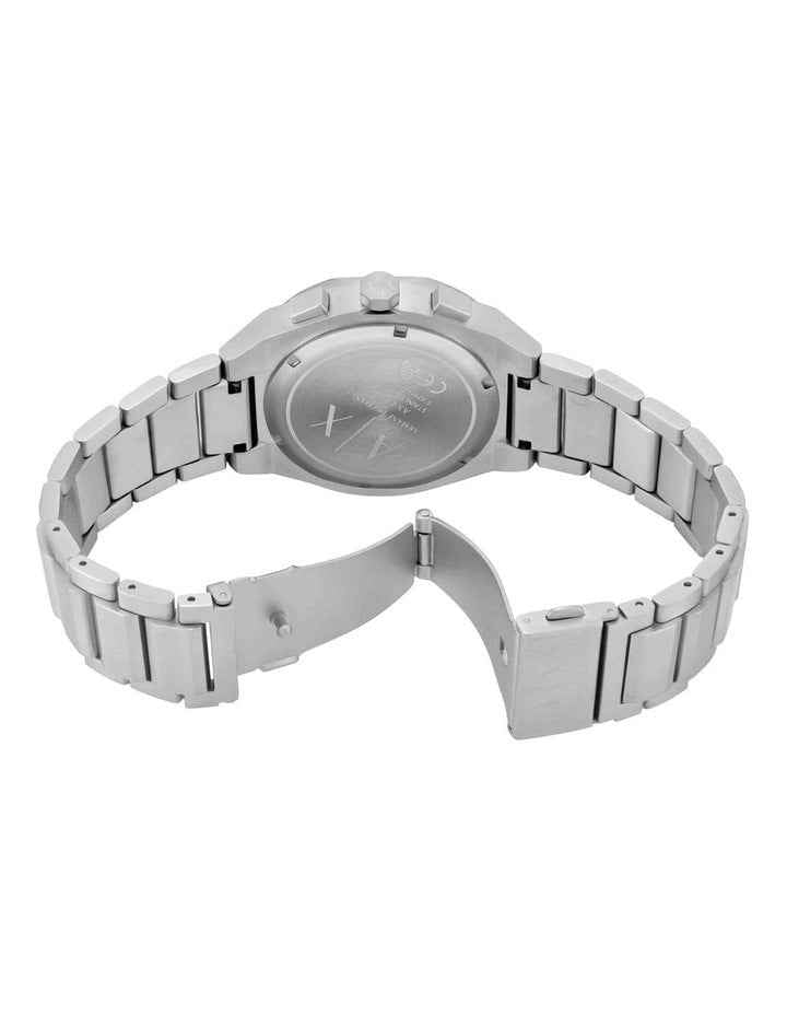 Silver Chronograph Watch with Black Dial