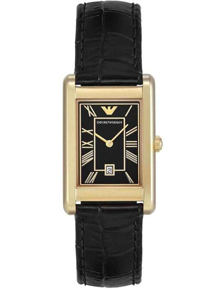 Rectangular Analogue Watch - Black Matte Dial