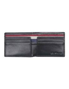 Bi Fold Wallet with Striped Ribbon in Black