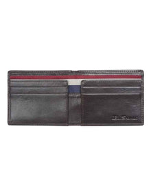 Bi Fold Wallet with Striped Ribbon in Brown