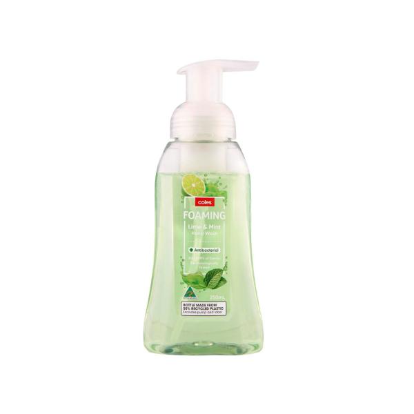 COLES FOAMING HAND WASH LIME & MINT ANTIBACTERIAL 250ML