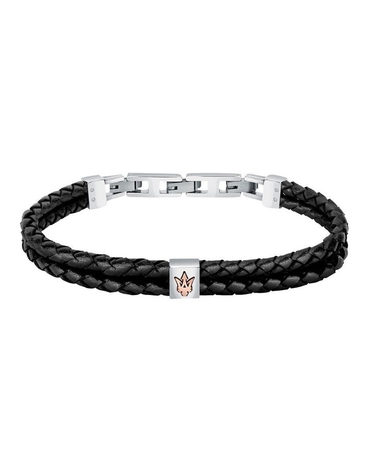 Woven Leather Bracelet in Black