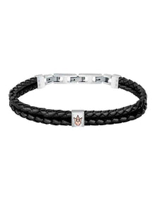 Woven Leather Bracelet in Black