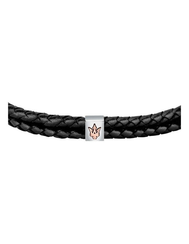 Woven Leather Bracelet in Black
